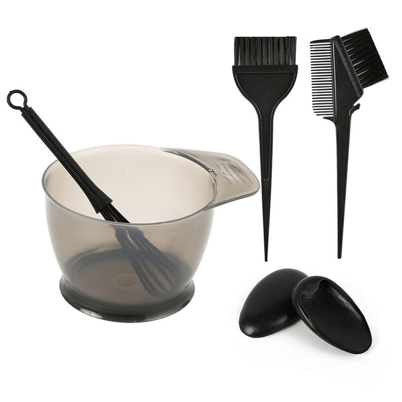 5pcs Hair Dye Bowl +3 Brush + 1 Ear Shield Combo Set Coloring Tint (Black)