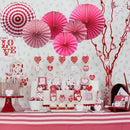 Party Hanging Paper Fans Set, Round Pattern Paper Garlands Decoration for B