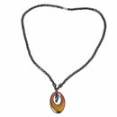 Black Hematite Gem Beads Oval Pendant Necklace 1.4x0.9" HOT