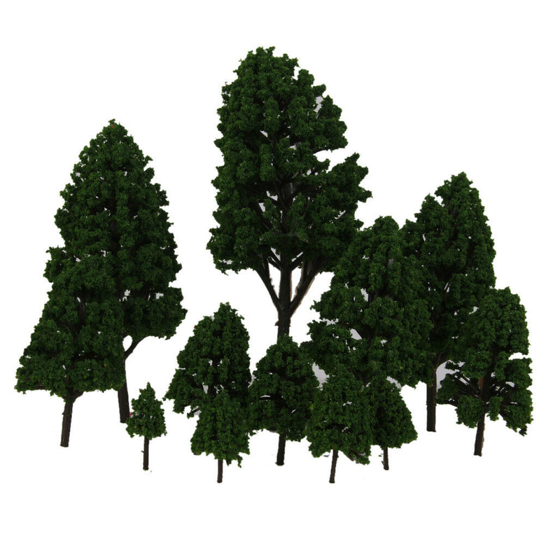 24x Light/Dark Green Poplar Trees 2.5-16cm Train Rainway Layout Park Scene