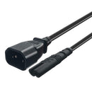 IEC320 C14 Male To C7 Female 0.98ft 2 Prong 0.75