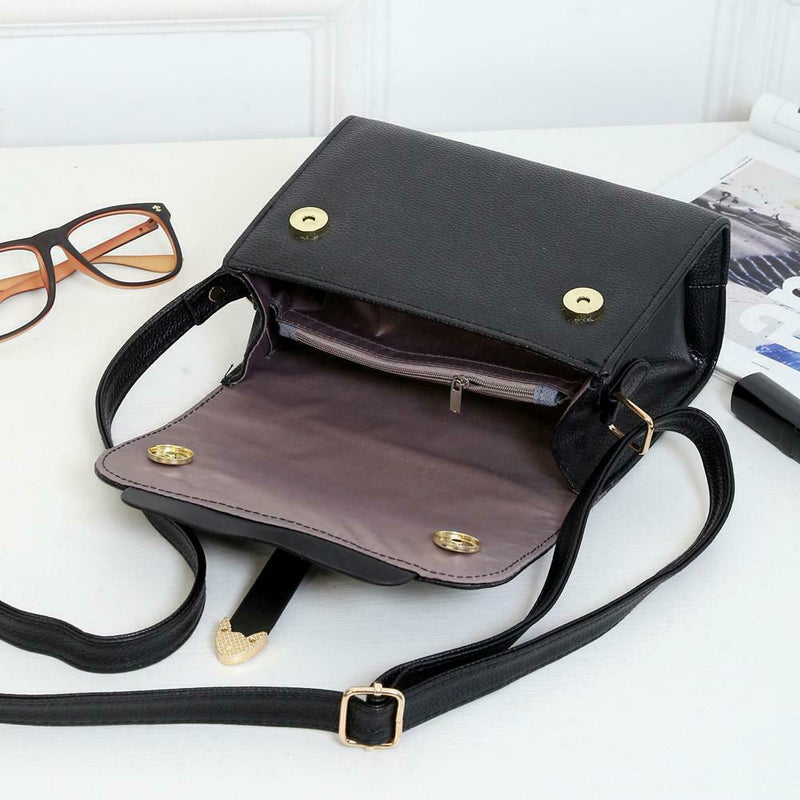 Women Top-Handbags Messenger Bags PU Leather Small Crossbody Bags(Black)