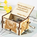 Retro White Hand Cranked Music Box Wood Kids Child Birthday Gift Home Decor