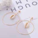 Exaggerated Large Round Pendant Earrings Female Sea Shell Hanging Earrings
