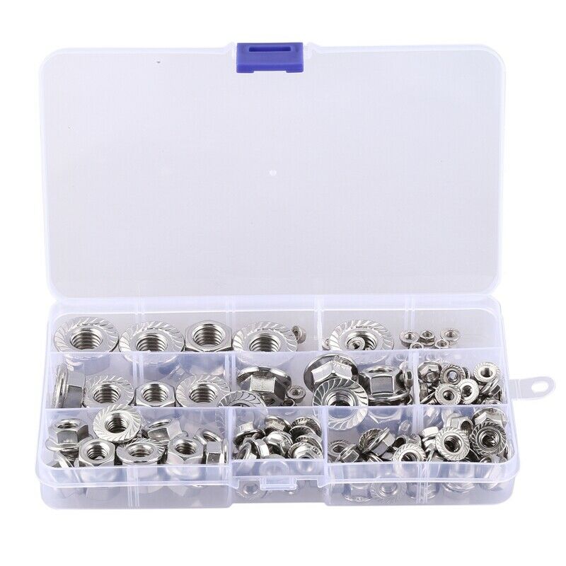 150Pcs Stainless Steel Serrated Hex Flange Nuts Flange Metric Hex Lock Nuts R7L9