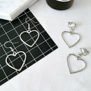 Japanese Harajuku hollow earrings geometric shape heart-shaped earrings sil N8X1