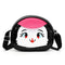 Cartoon Print Bag Girl Kids Sequins Shoulder Messenger Leather Bags (Black) A