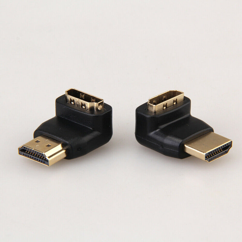 90 Degree + 270 Degree HDMI Male to Female Right Angle Adapter Connector