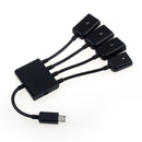 Black 4 Port Micro USB Power Charging OTG HUB Cable For Smartphone Table Tide