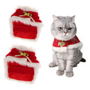2 Pcs Dog Cat Winter Warm Outfit Red Cloak for Christmas Holiday Dress L/S