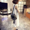 Fashion Printing Sleeveless Dress Women Loose Round Neck Dresses (White M)