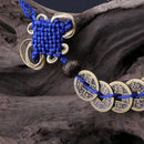 Wealth Success 5 Copper Coin China Knot Blue Rope Feng Shui LuckyCar Decor Y0P8