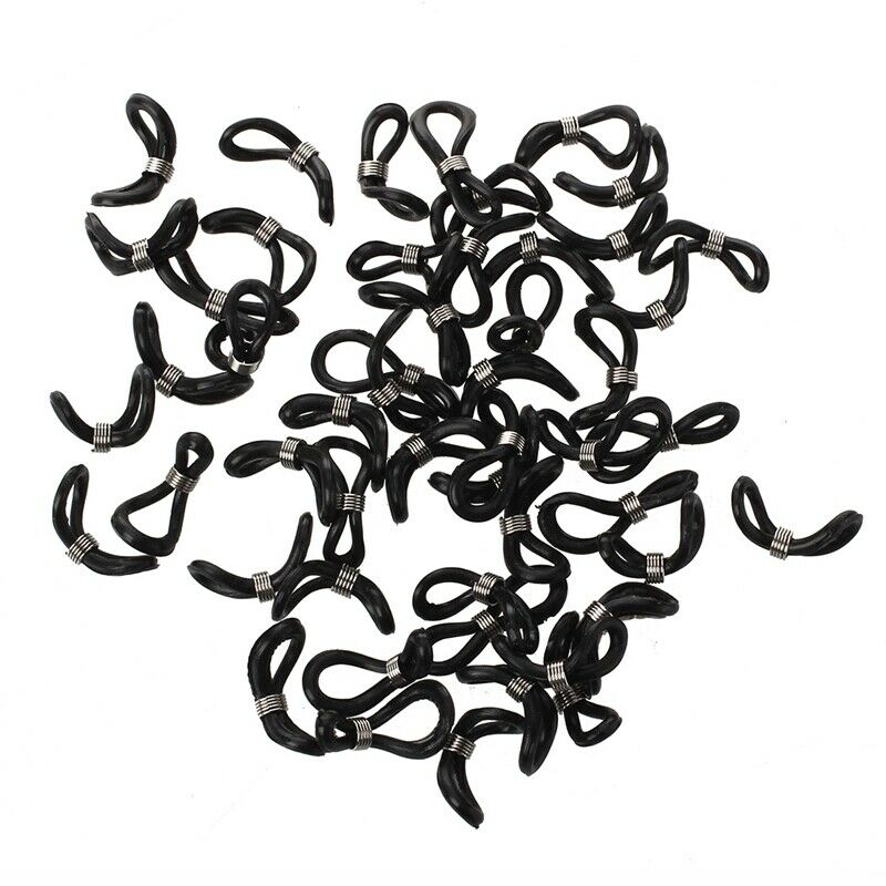 5X( 50 X Black Cord Ends for Eyeglasses Chain Holder 25x4mm HOT M3I5)