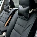 2pcs PU Leather Car Neck Pillow All Season Auto Neck Rest Universal (Black)