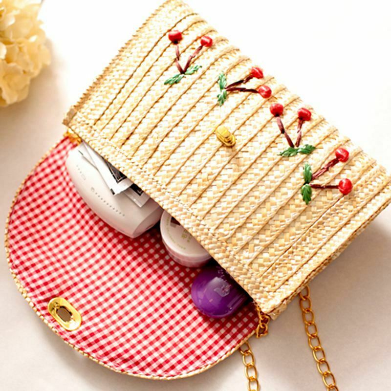Weave Embroidery Cherry Chain Women Messenger Bags Bohemian Style Mini Wome U6Z4