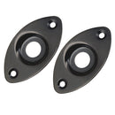2 Pieces Oval Output Input Jack Socket Plate for Electric Guitar Bass Black