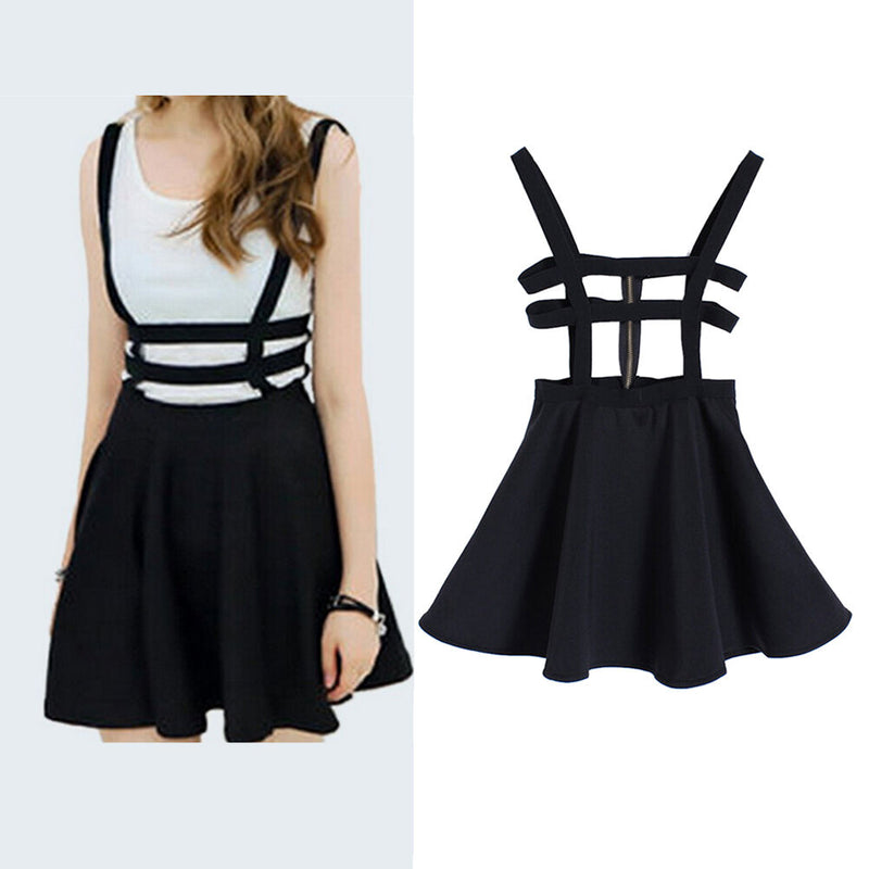 Fashion Women Suspender Skirt Braces Hollow Out Bandage Mini Skater dr.kz