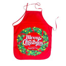 2 Pcs Christmas Apron Printing Christmas Wreath Santa Claus Aprons Big Pock N1Y6