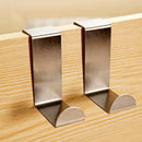 2 X Stainless Steel Metal Over Door Hooks for Clothes Coat Robe Hangers JR