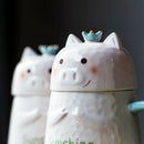 Three-Dimensional Relief Cute Cartoon Water Cup Pink Pig Ceramic Cup Large