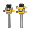 2pc Matched Tongue and Groove Router Bit Woodworking Cutter Tools 1/4" Tooth