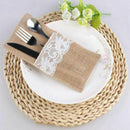 50 pcs Natural Jute Cutlery Knives and Forks Cutlery Set Silverware Bag Hol K2E9