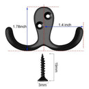 10 Pcs Heavy Duty Double Prong Coat Hooks Wall Mounted with 20 Screws Retro