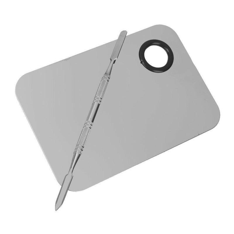 Stainless Steel Makeup Mixing Blending Palette with Spatula Cosmetic Tool