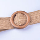 Braided Belt With Wooden Buckle Ladies Casual Solid Luxury Fashion Dress Su