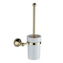 Golden Brass Bathroom Toilet Cleaning Brush Holder Cup Wall Mounted Set 370mm