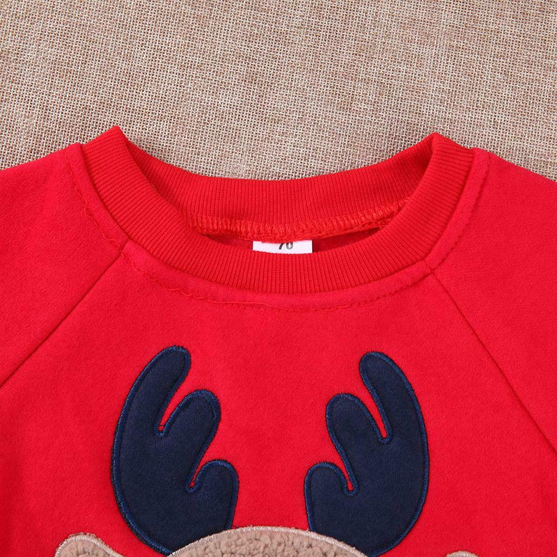 Winter Newborn Baby Thicken Fleece Cartoon Long Sleeves Romper(Red/70)