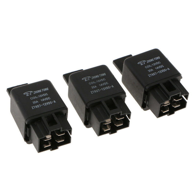 3PCS ZT607 4Pin 4P 12V 30A SPST Automotive Relay High Switching Capability