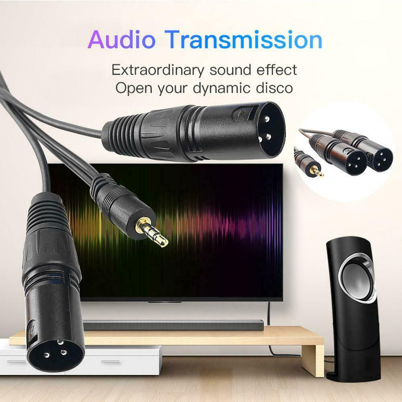 3.5mm Stereo Male to Dual XLR Male Splitter Cable Mixer AUX Adapter Cord