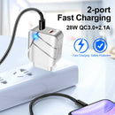 28W USB Charger Quick Charge 3.0 Wall Charger for Phone Tablet (EU White) A