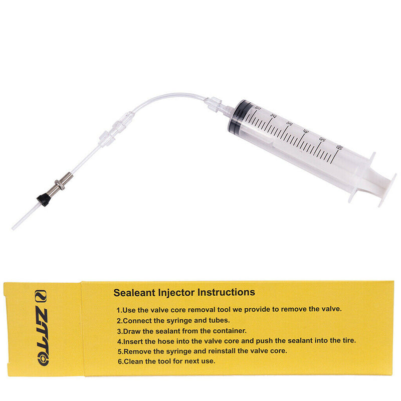 Bike Tubeless Tyre Sealant Syringe Injector Repair Tool & Valve Core Remover