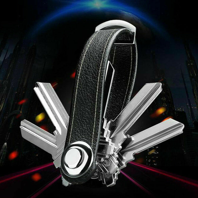 Men Leather Smart Key Organizer Wallet Holder Car Keyring Pocket Key Chain Pouch