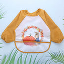 Cartoon Full Sleeve Baby Bib Waterproof Paint Feeding Apron (Pink Rabbit) A