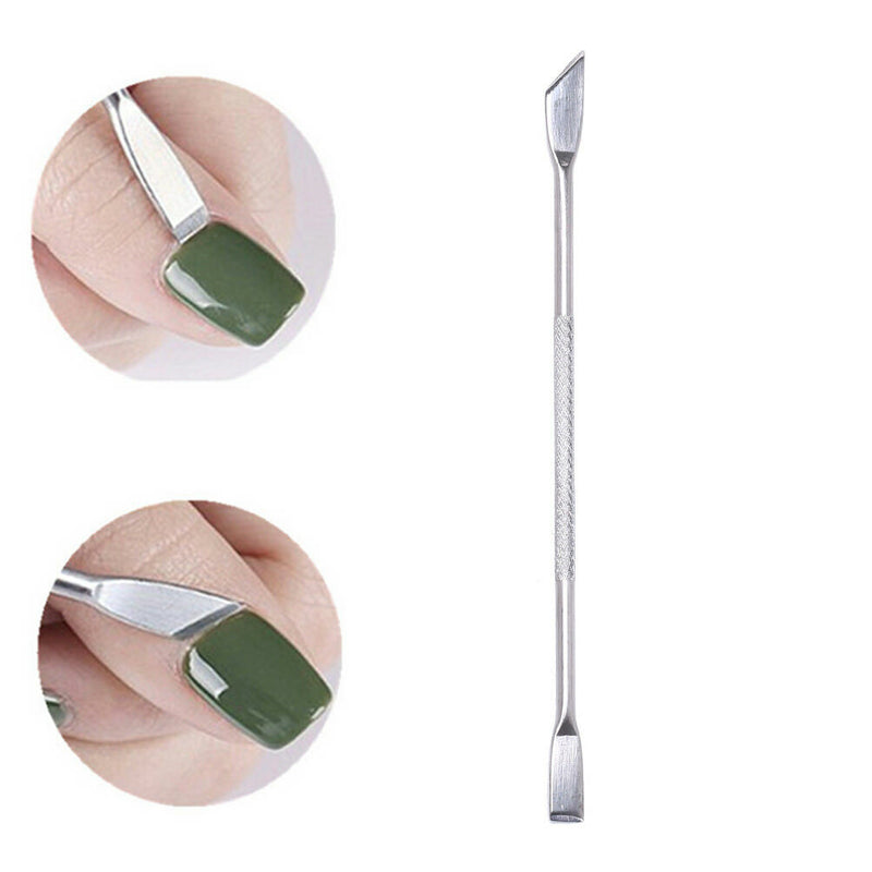 Nail Cuticle Remover Skin Cleaner Stainless Doubl Sided Spoon Pusher Art Tool Gw