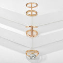 3pcs Simple Geometric Rhinestone Knuckle Ring Women Wedding Jewelry Gift A