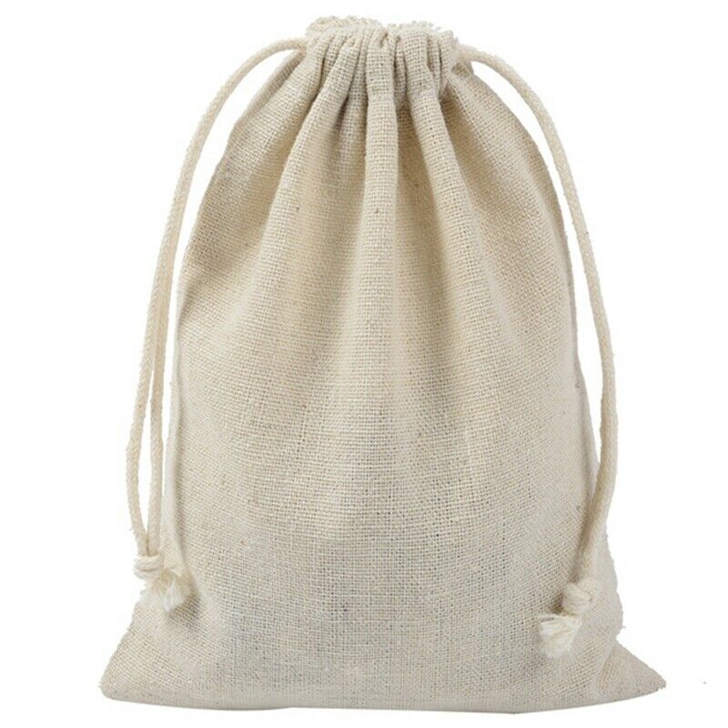 50Pcs Handmade Muslin Cotton and Linen Drawstring Packaging Gift Bags for C G1K9