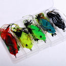 5Pcs Frog Fishing Lures Soft Baits Topwater Crankbait With Threads Skirts