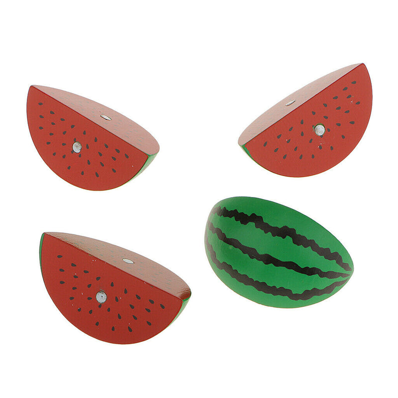 Wooden Magnetic Connected Watermelon Kids Kitchen Cutting Food Pretend Toys