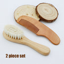 Soft Natural Cutie Comb Portable Baby Brush Set Newborn Wood Handle Faux Wool