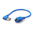 90 Degrees Left + Right Angle USB 3.0 Type A Male To Female