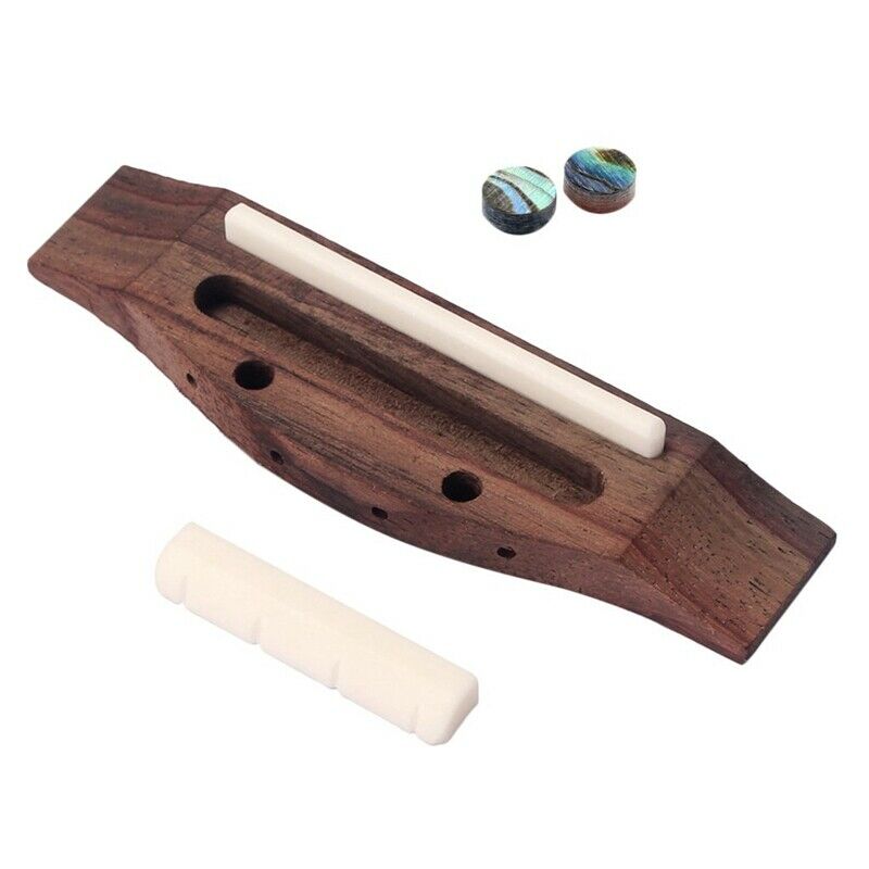 4 String Guitar Ukulele Rosewood Bridge Set Saddle Nut for Musical Instrume