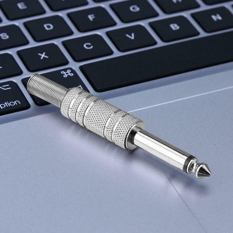 2pcs 6.35mm Single Channel Guitar Bass Audio Plug Cable Adapter Connector A