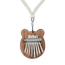 8 Keys Thumb Piano Bear Shape Mahogany Board Mini Kalimba with Lanyard