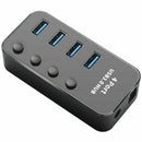 Aluminum Alloy Multifunctional 4 Port USB 3.0 HUB Independent Switch LED In