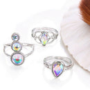 Ethnic Style Jewelry Bohemian Elliptical Geometry Alloy Opal Knuckle Ring S