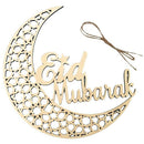 Ramadan Eid Mubarak Wooden Plaque Islam Muslim Hanging Pendant Decoration F